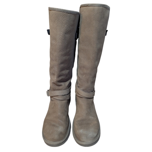 UGG Marielle Plaid and Leather Boots Grey size 7 Cold Weather Hygge - Picture 3 of 9